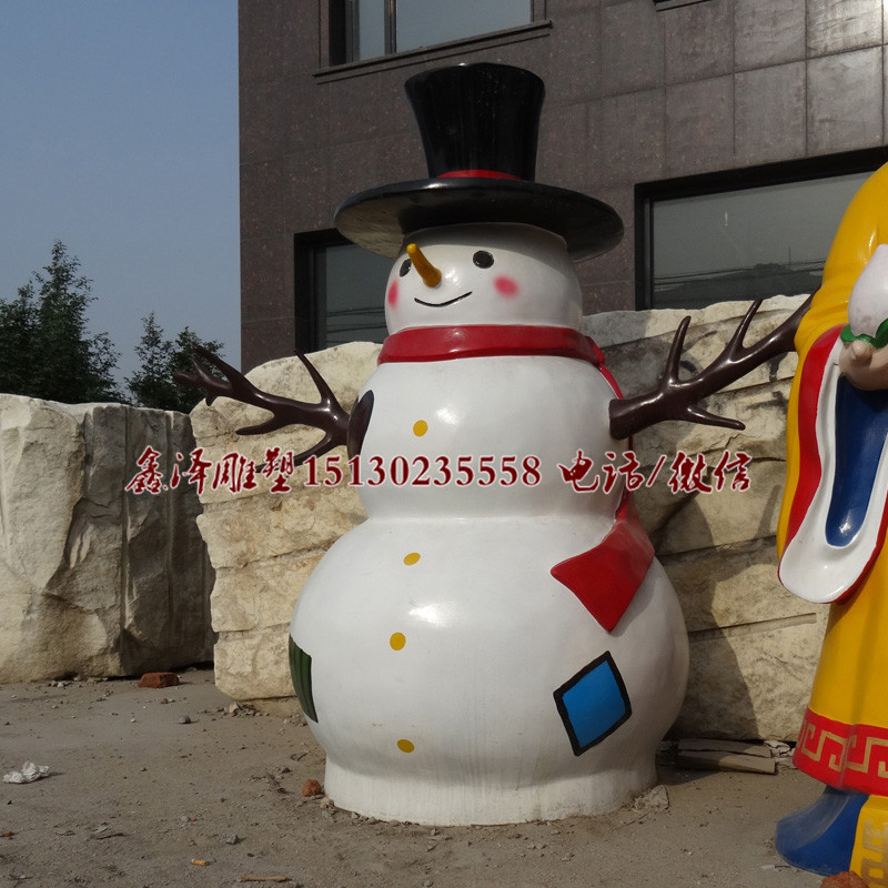 玻璃鋼卡通圣誕老人雪人造型雕塑滑雪場招人裝飾雪人落地擺件